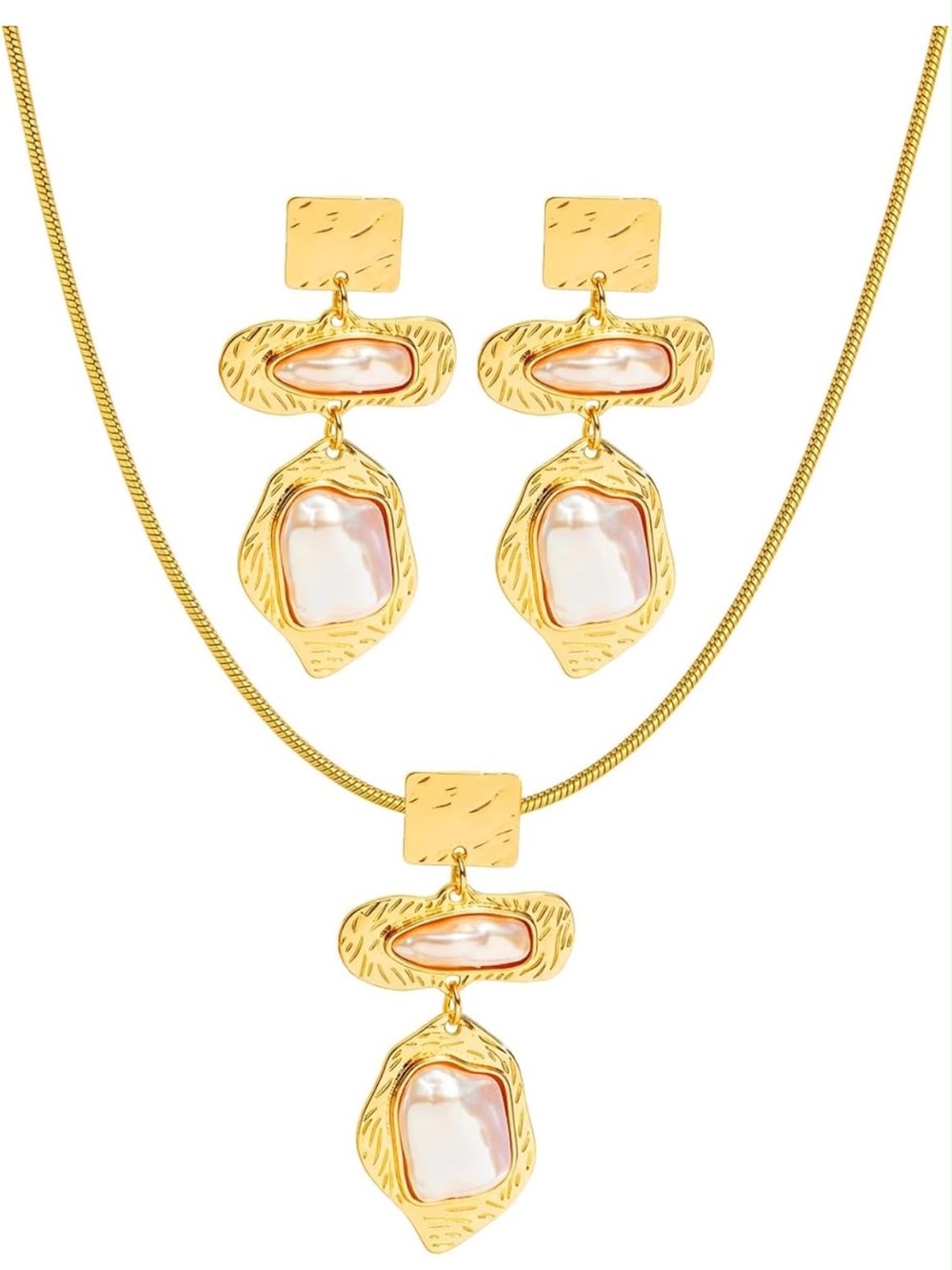 Anthropologie Gold Tone and White Pearl Drop Pendant Necklace - Picture 5 of 6